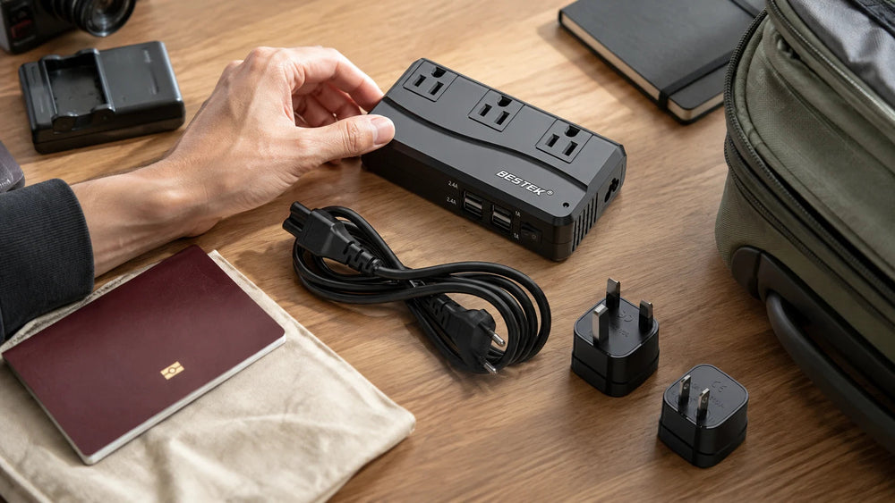 Packing a travel converter for a hotel stay