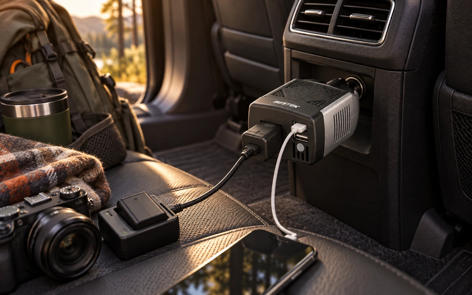 BESTEK 150W Power Inverter in a third product-specific use setting