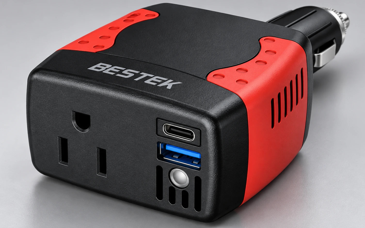 BESTEK 150W Power Inverter 12V to 110V with PD30W QC18W Dual USB Ports controls and connections