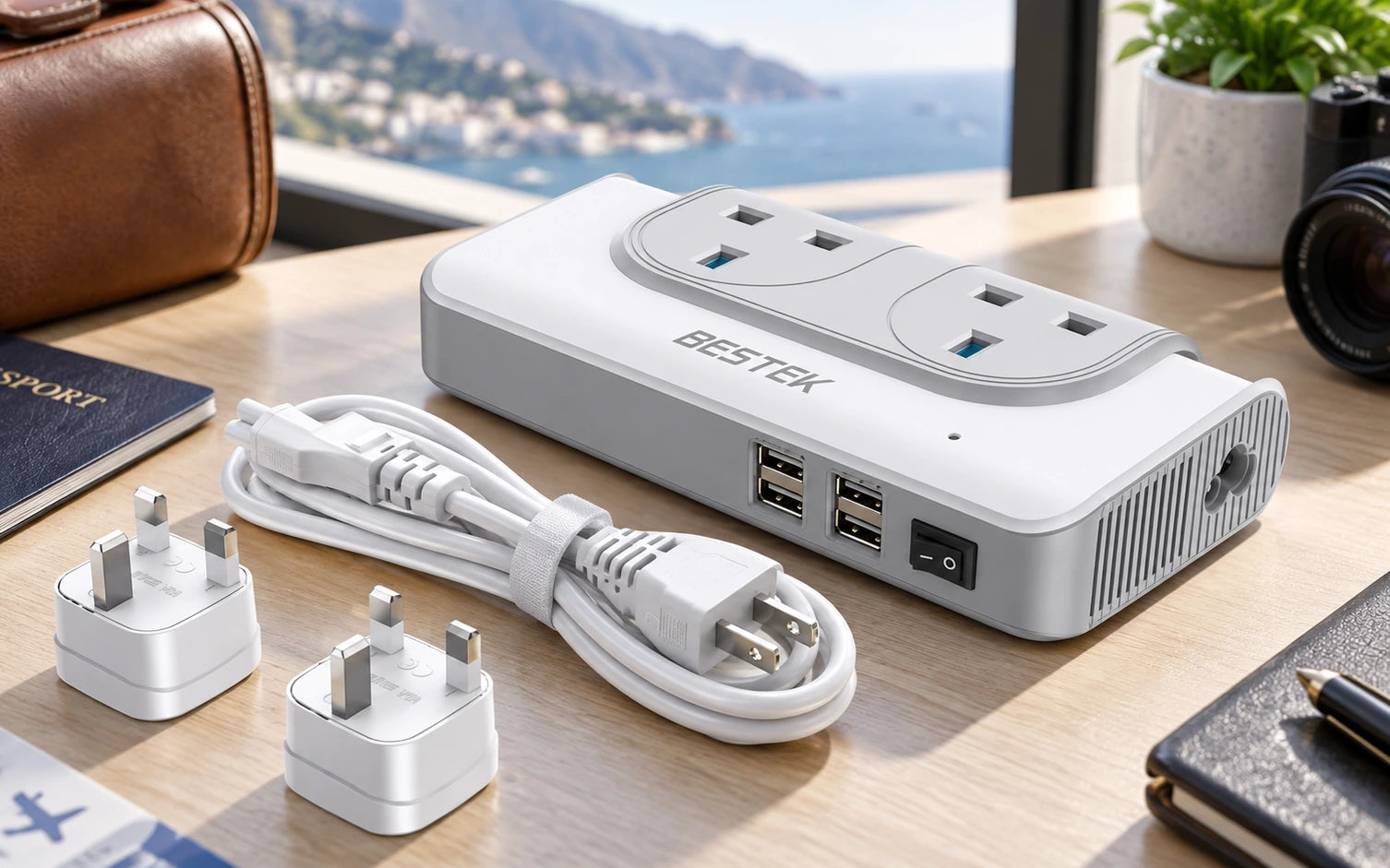 BESTEK 200W Step Up Voltage Converter 110V to 220V with 4-Port USB final product detail