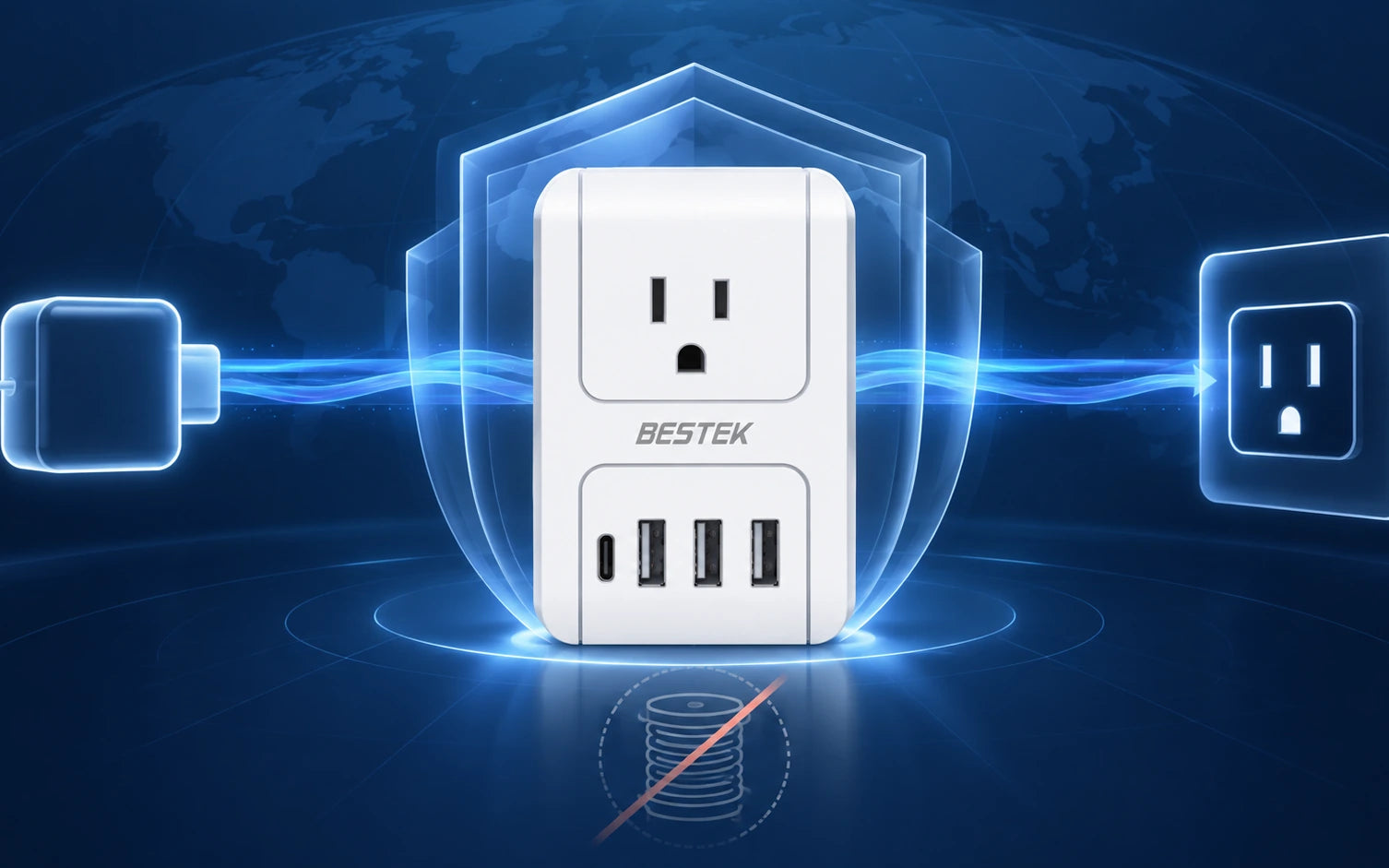 BESTEK 3000W International Travel Adapter with PD 3.0 final product detail