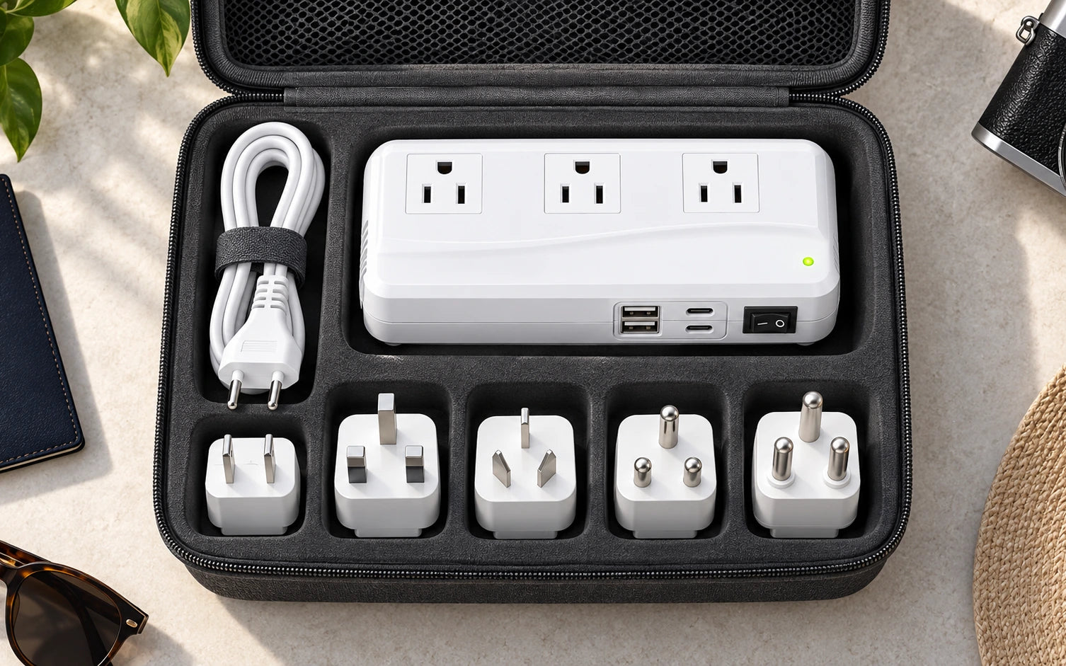 BESTEK 300W Voltage Converter 220V to 110V Power Transformer with 2 USB-C PD 20W Fast Charging Ports construction and protection detail