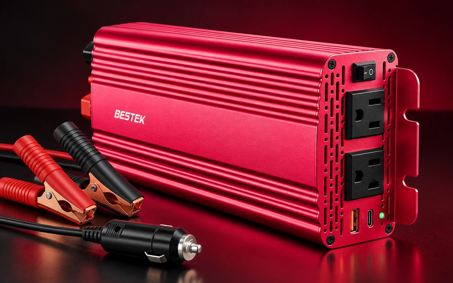 BESTEK 500W Pure Sine Wave Inverter with USB-C PD 30W controls and connections