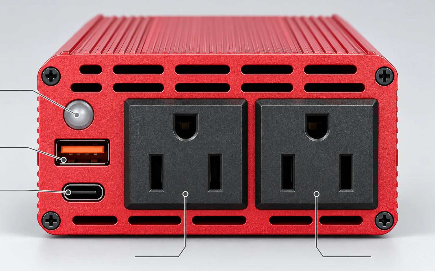 BESTEK 300W Car Power Inverter with 30W USB-C and Dual AC Outlets controls and connections