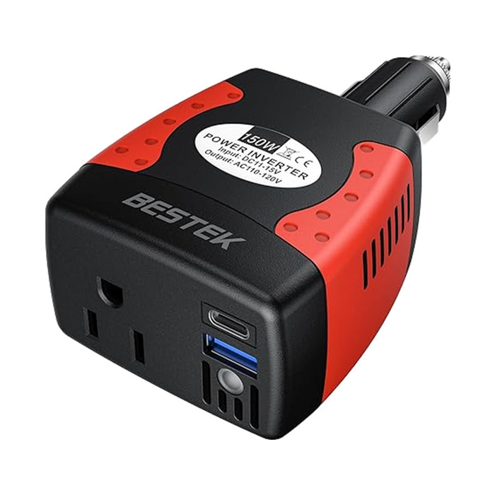 BESTEK 150W Power Inverter 12V to 110V with PD30W QC18W Dual USB Ports