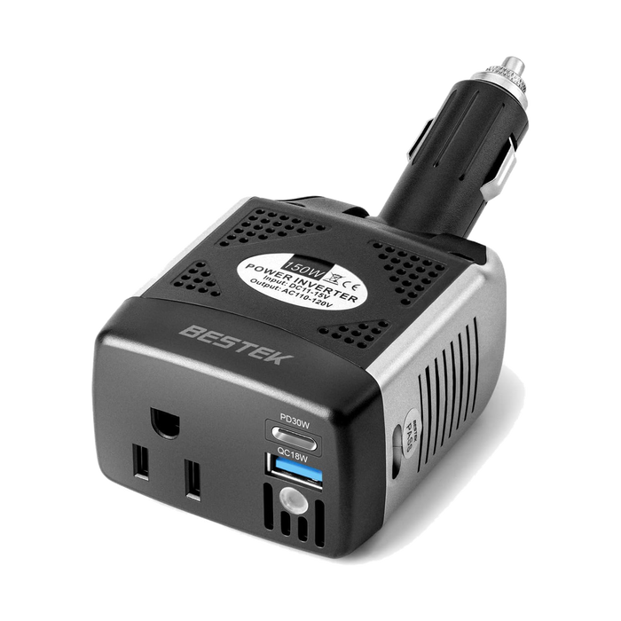 BESTEK 150W Power Inverter with PD 30W and QC 18W Dual Charging Ports