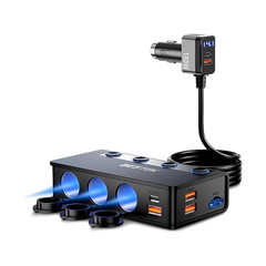 BESTEK 180W Cigarette Lighter Splitter with 65W USB-C PD, Black