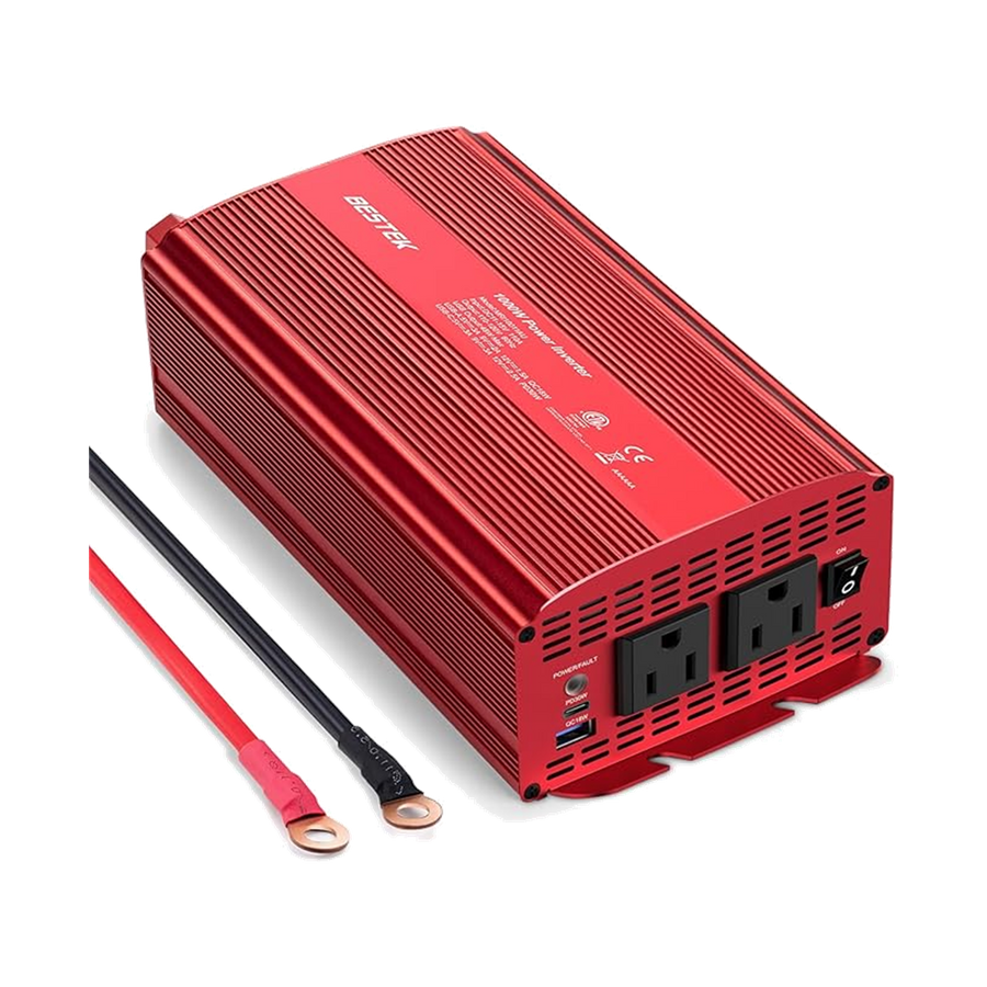 BESTEK 2-Outlet 1000W Car Power Inverter DC 12V to AC 110V with PD 30W USB C and QC 18W