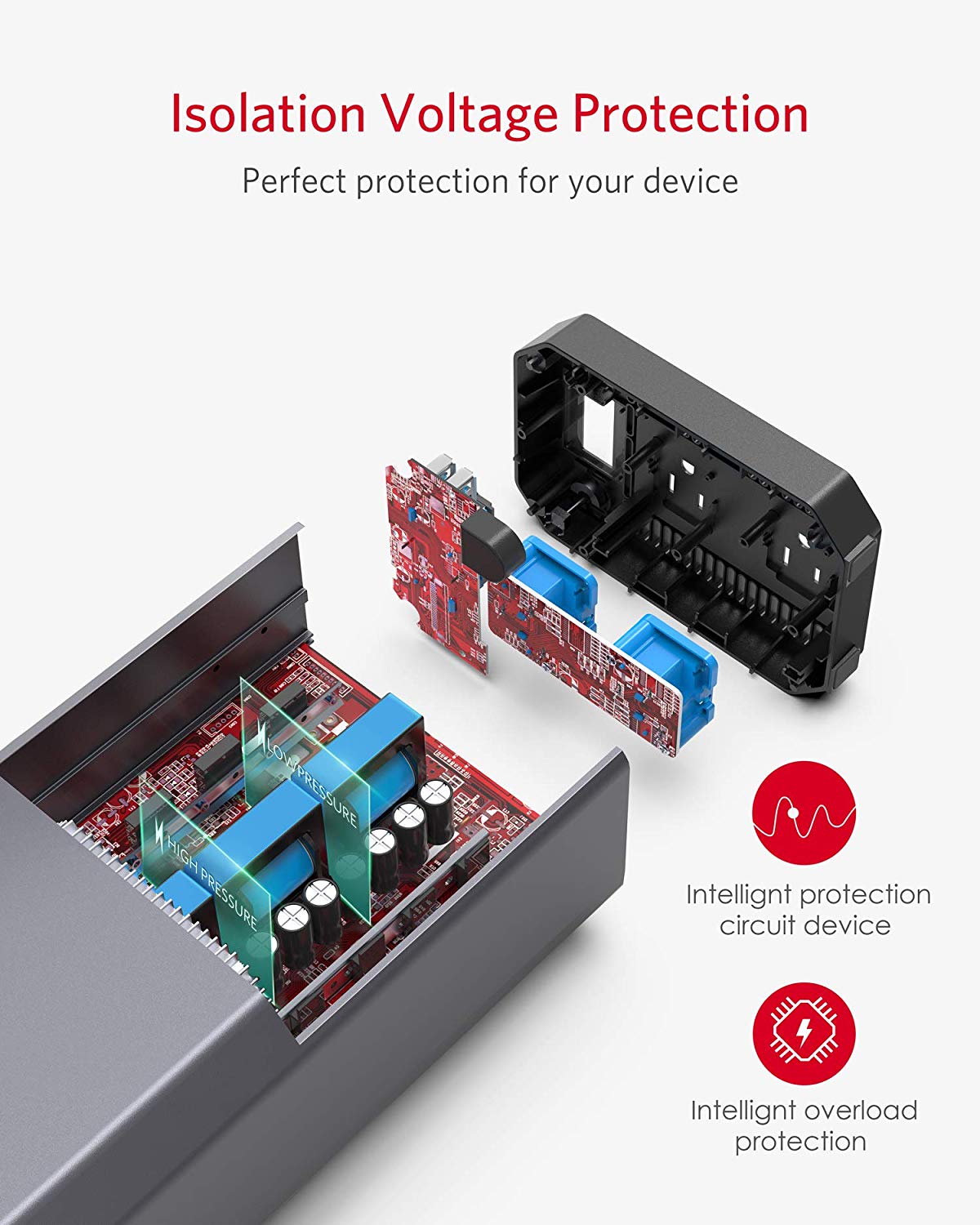 BESTEK 1200W inverter — exploded view of the internal circuit board
