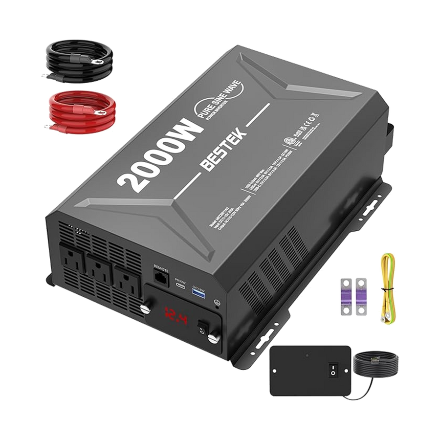 BESTEK 2000W Pure Sine Wave Power Inverter with Remote Control