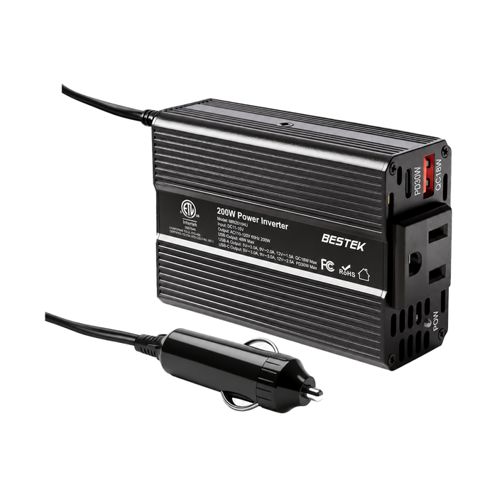 BESTEK 200W Car Power Inverter with 30W USB-C PD and QC 3.0