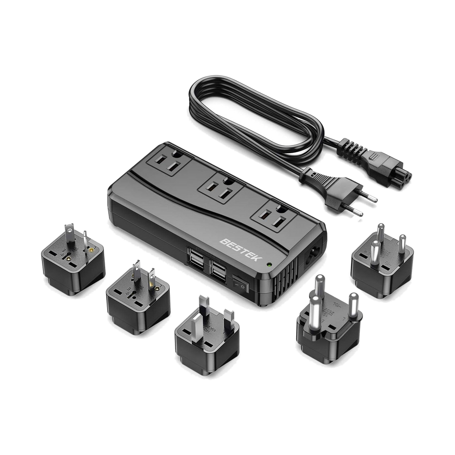 BESTEK 250W Travel Voltage Converter with 3 AC Outlets and 4 USB Ports