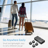 BESTEK 250W travel voltage converter — travellers at an airport with converter kit inset