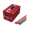Red BESTEK 2000W inverter with three AC outlets, carrying handle and battery cables