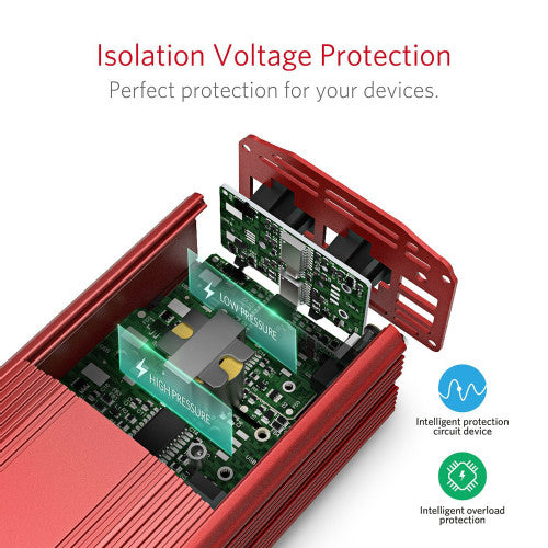 BESTEK 300W inverter — exploded view of the internal circuit boards