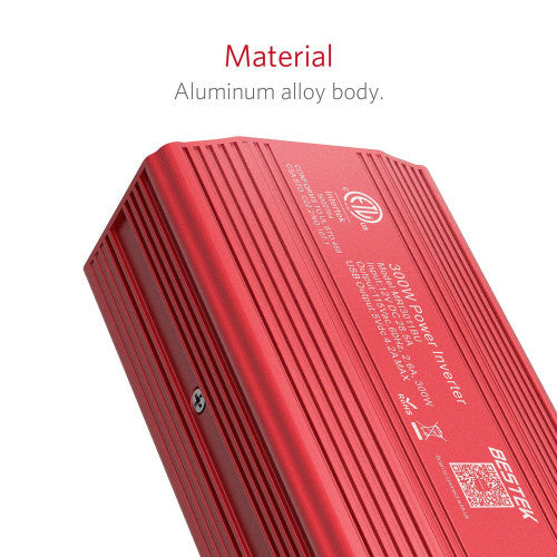 BESTEK 300W inverter — close-up of the ribbed aluminum housing