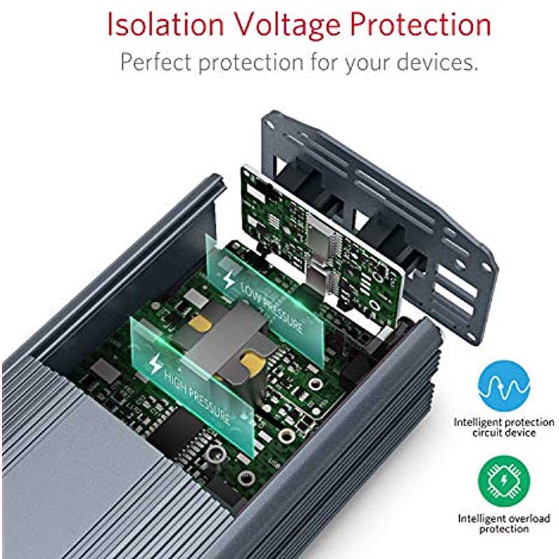 BESTEK 300W inverter — exploded view of the internal circuit boards