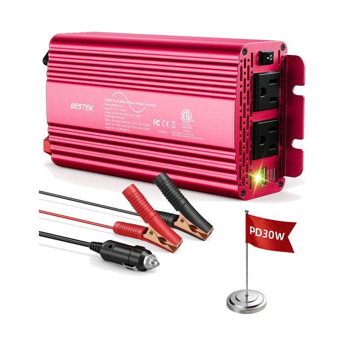 BESTEK 500W Pure Sine Wave Inverter with USB-C PD 30W
