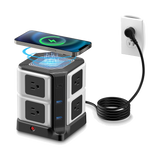 BESTEK Wireless Charger Desktop Power Strip with 8 Outlets and 3 USB Ports