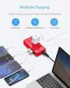 BESTEK 250W travel voltage converter — red converter charging AC and USB devices