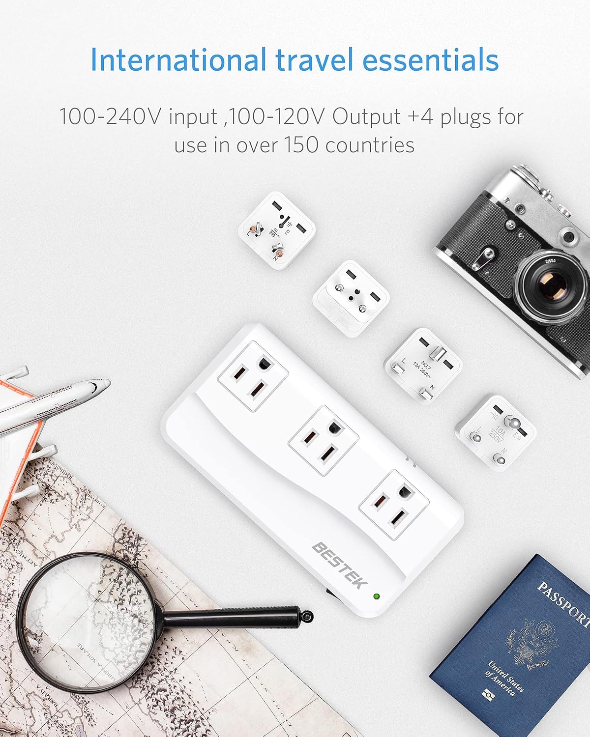 BESTEK power strip — converter, international plugs and travel accessories
