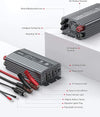 BESTEK 500W pure sine wave inverter — labeled gray inverter ports and battery connections