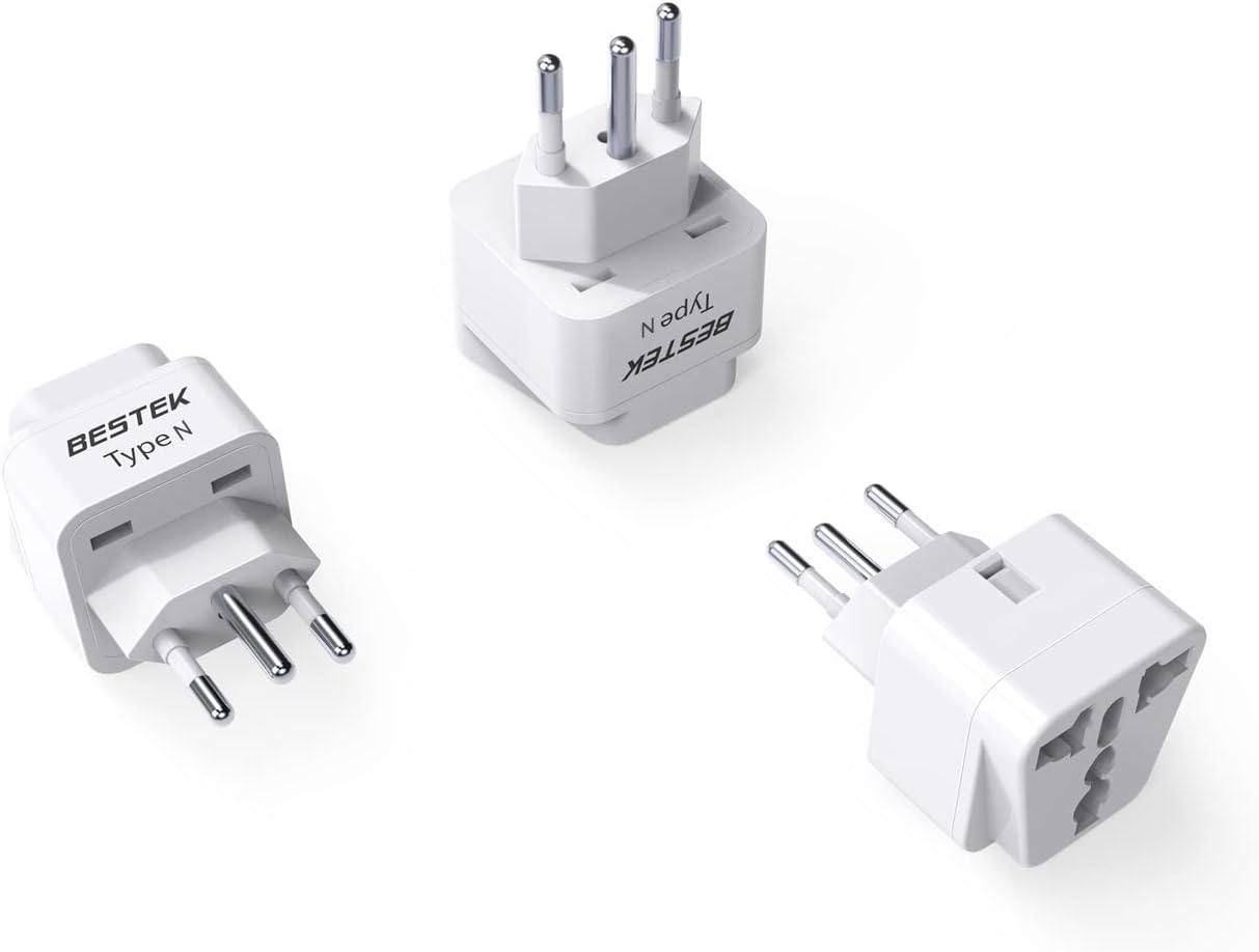 BESTEK travel plug adapter — three adapters viewed from different angles