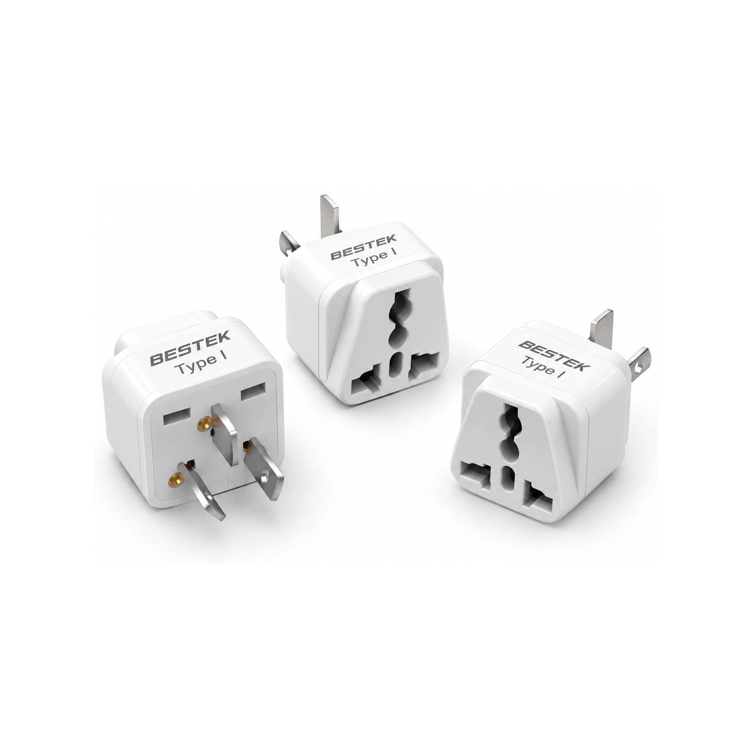 BESTEK Travel Adapter Type I Plug Converter USA to Australia/China 3 Packs - alternate rear product view