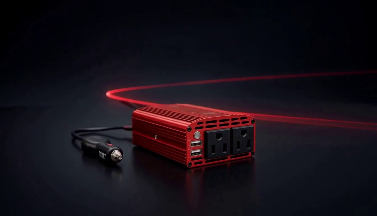 BESTEK power inverter with red light trail