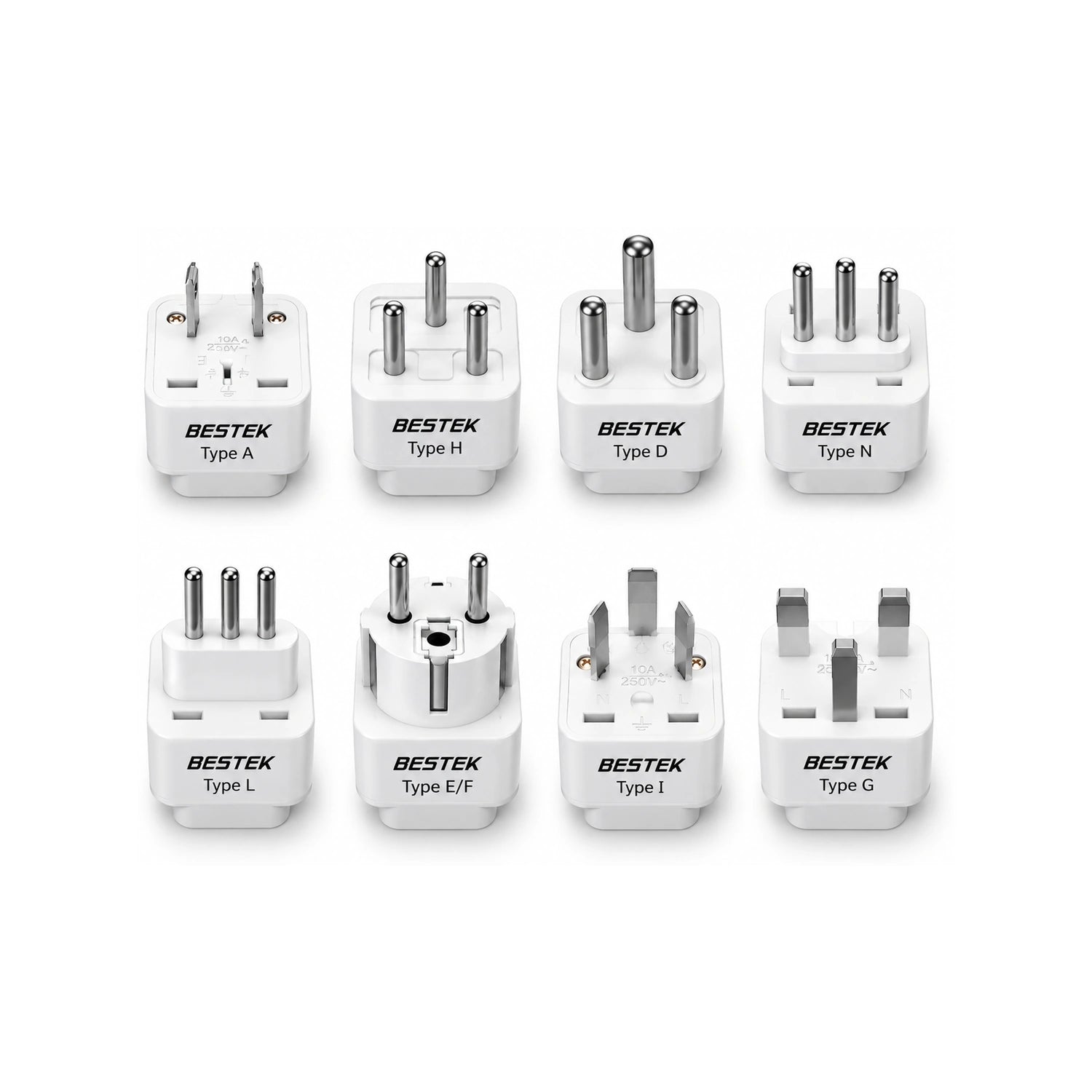 BESTEK 8-Pack Travel Adapter Plug Converter - alternate rear product view