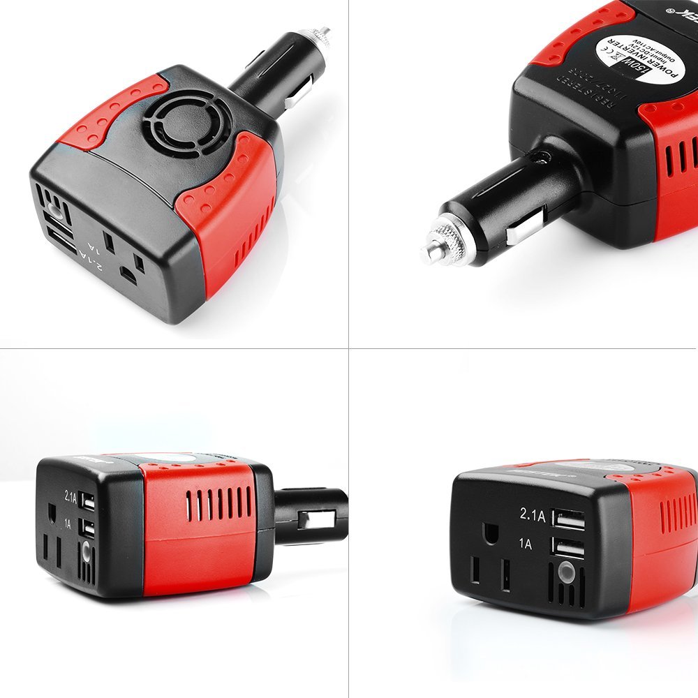 BESTEK 150W inverter — front, side and rear product views