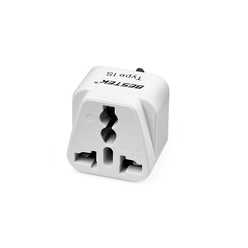BESTEK travel plug adapter — front view of the adapter marked Type IS with universal socket
