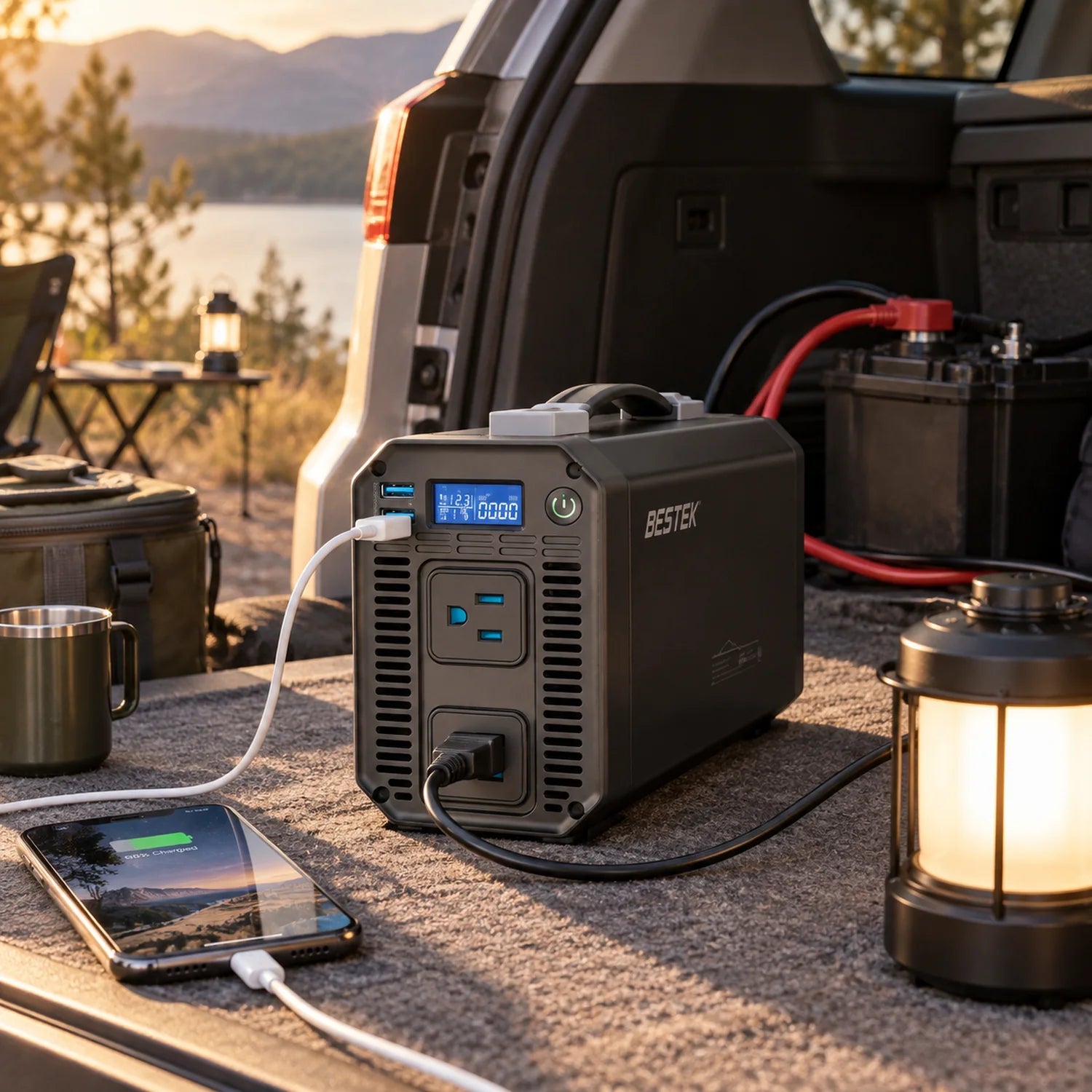 BESTEK 1000W Pure Sine Wave Power Inverter in a use setting