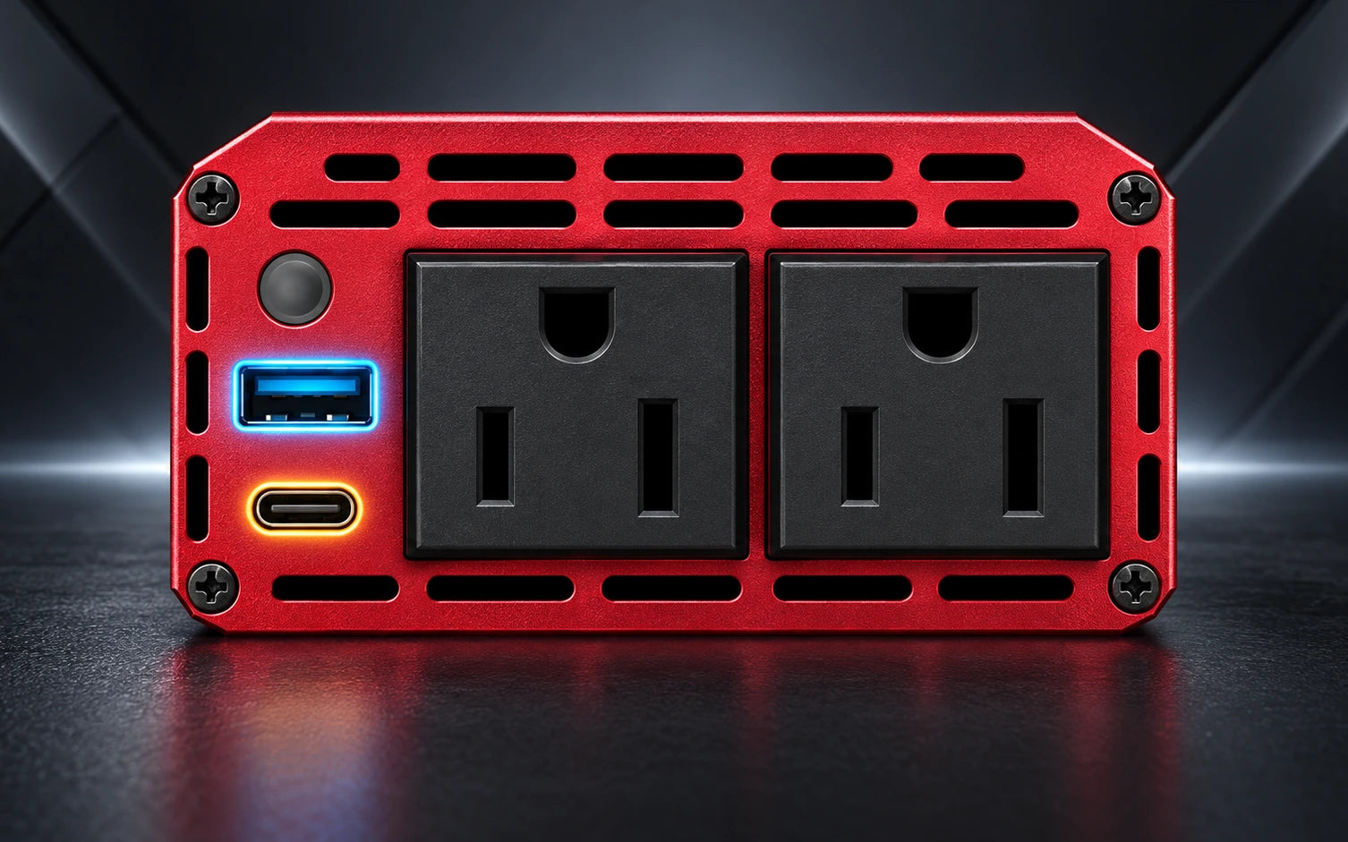 BESTEK 300W Car Power Inverter with 65W USB-C and QC3.0 Ports - 12V DC to 110V AC Converter controls and connections