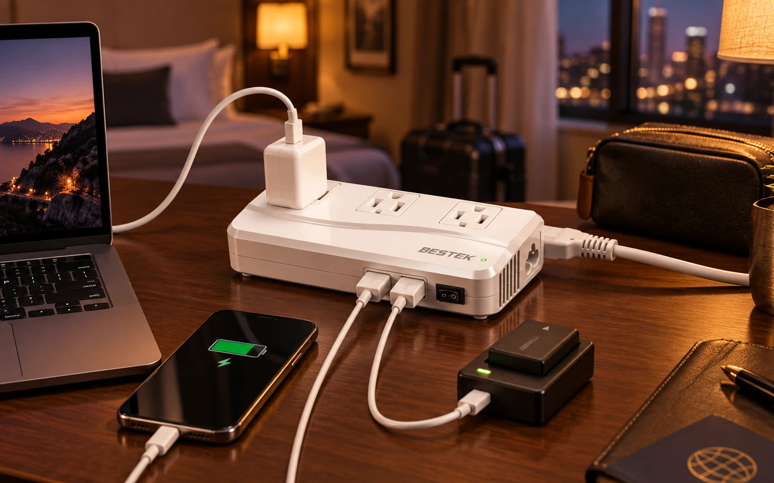 BESTEK Universal 100-220V to 110V Voltage Converter 250W in a product-specific use setting