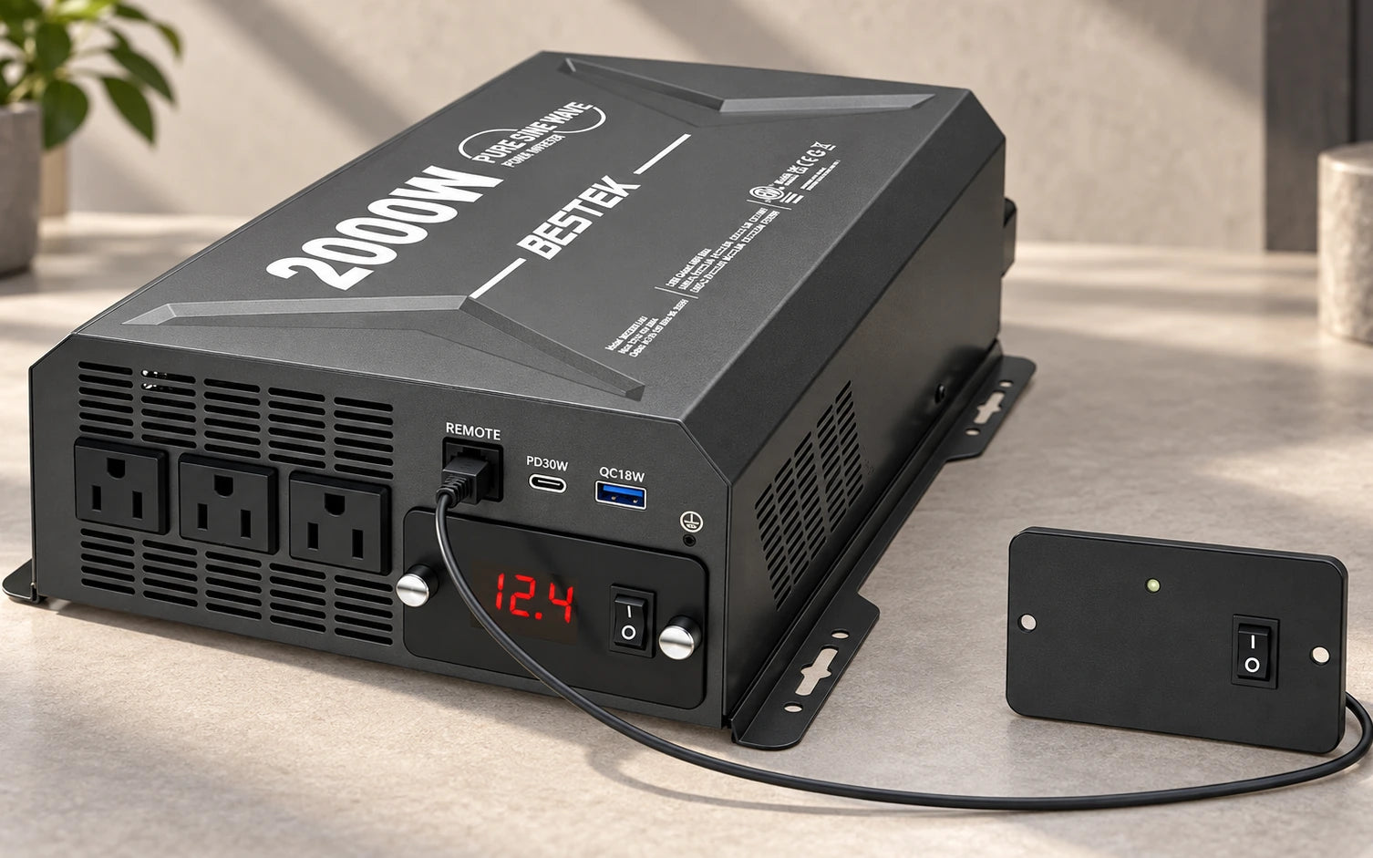 BESTEK 2000W Pure Sine Wave Power Inverter with Remote Control final product detail