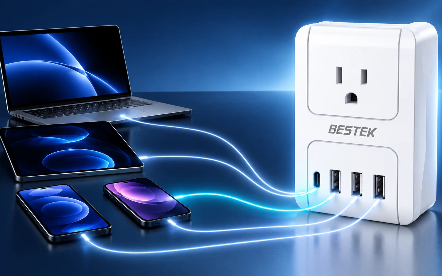 BESTEK 3000W International Travel Adapter with PD 3.0 model-specific setup