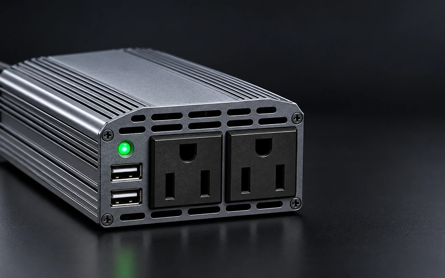 BESTEK 300W Power Inverter DC 12V to 110V AC Car Inverter with 4.2A (gray) controls and connections