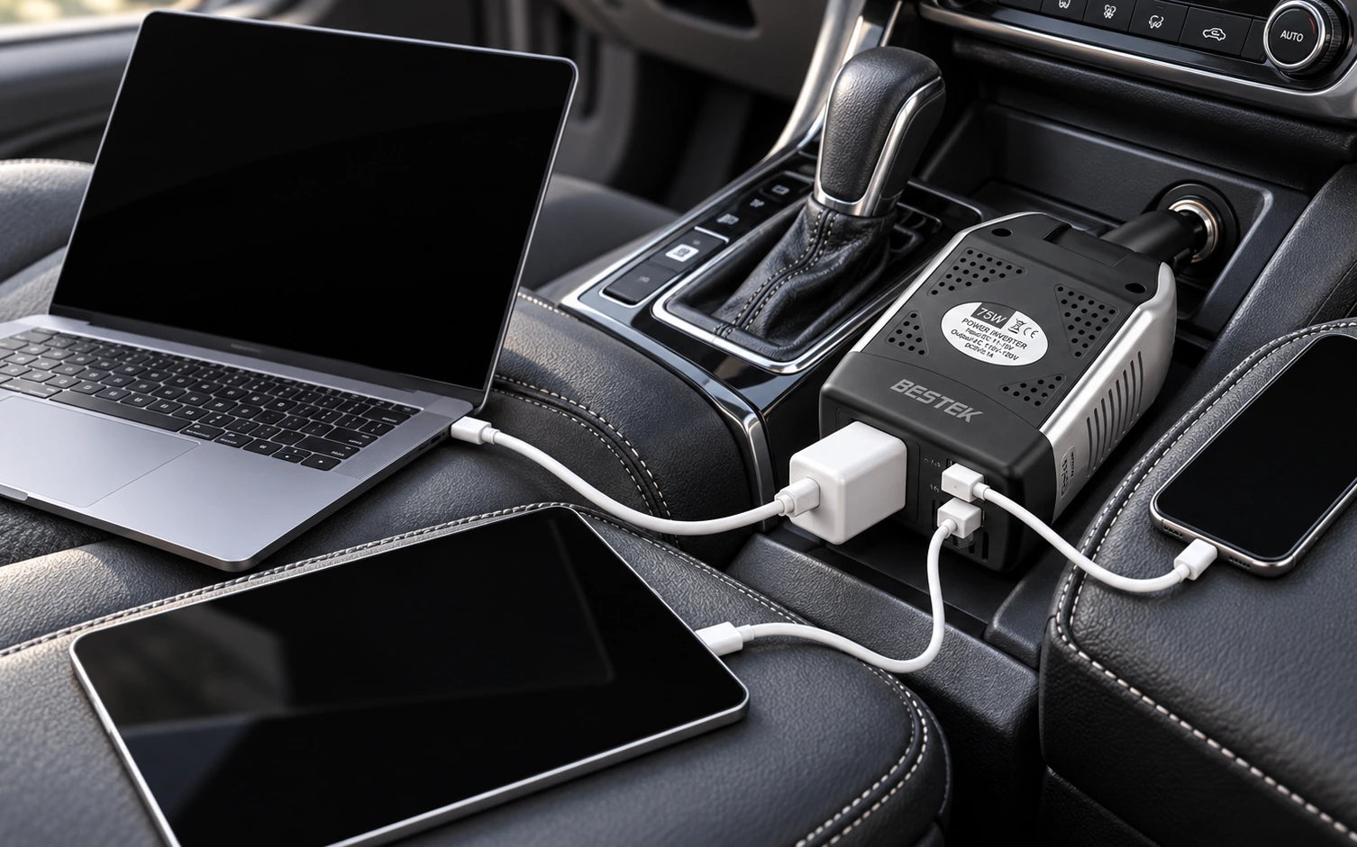BESTEK 75W Power Inverter in a product-specific use setting