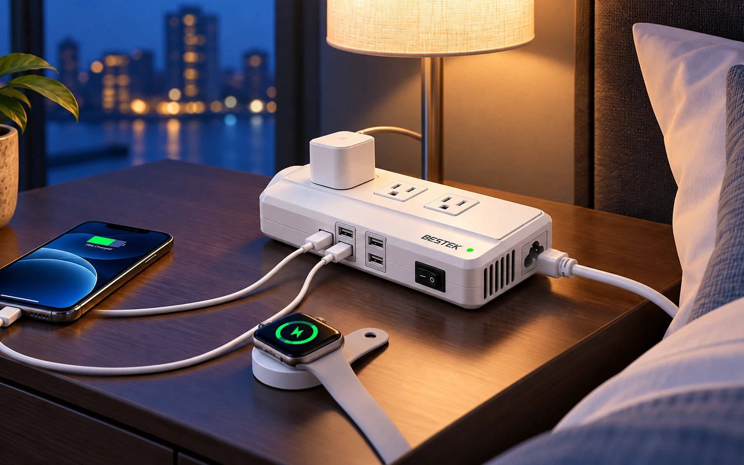 BESTEK Universal 100-220V to 110V Voltage Converter 250W in a product-specific use setting