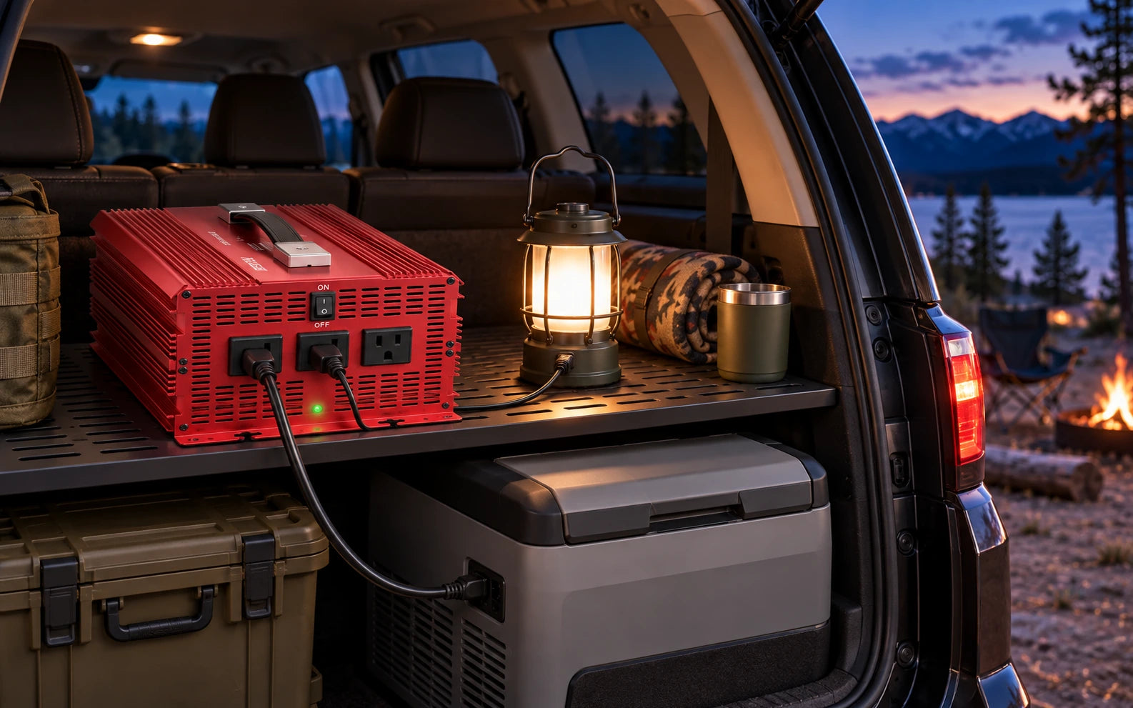 BESTEK 3-Outlet 2000W Power Inverter in a product-specific use setting