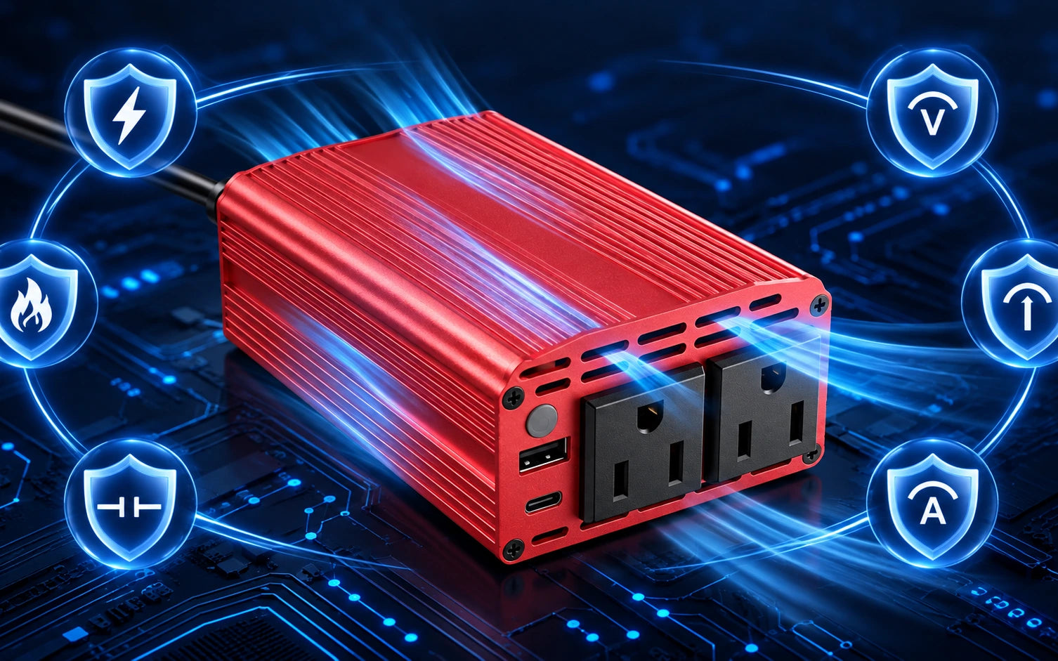 BESTEK 300W Car Power Inverter with 30W USB-C and Dual AC Outlets final product detail